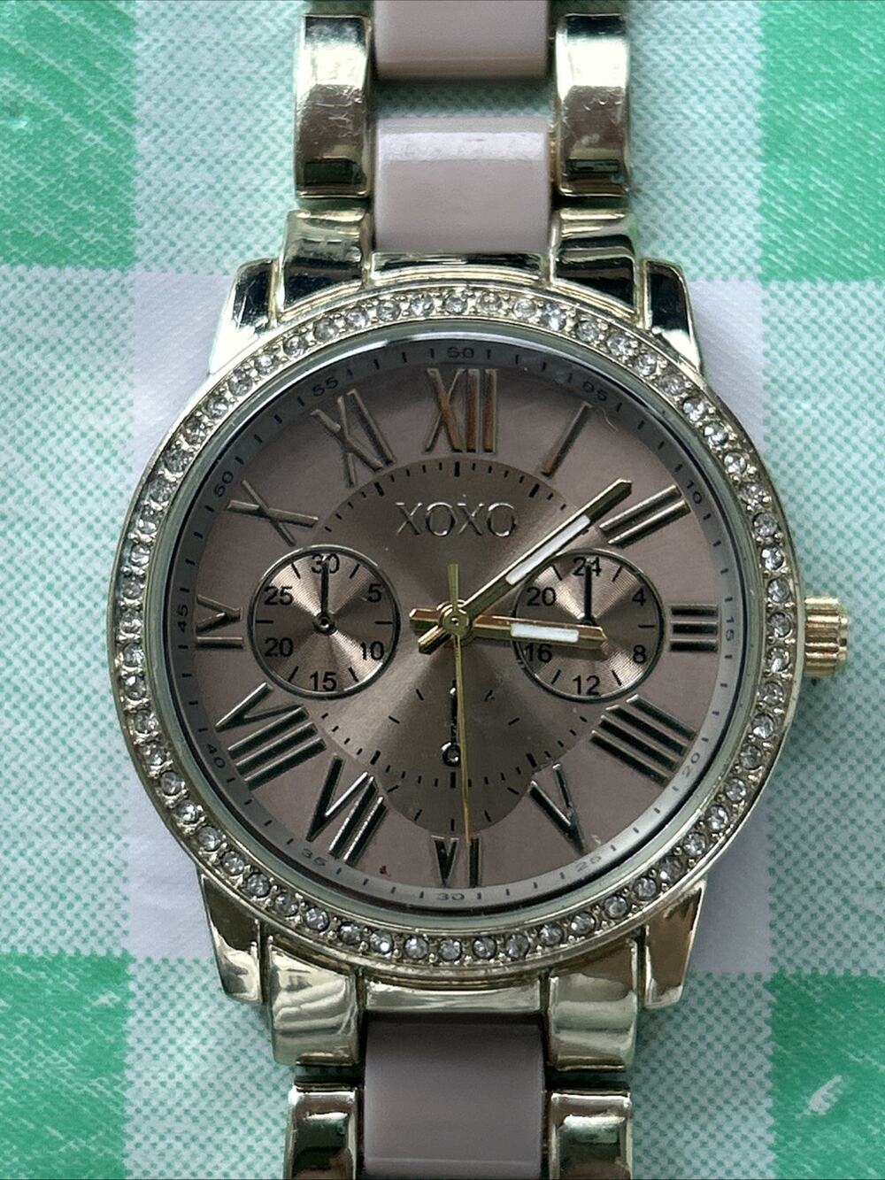 XOXO Gold Tone Rhinestone Bezel Women’s Quartz Watch